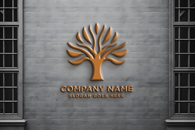 fondo de pantalla de marca de empresa de oficina de pared de maqueta de logotipo 3d