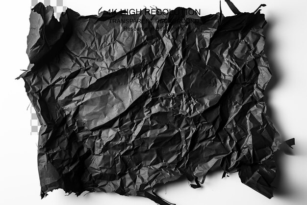 PSD fondo de papel negro arrugado sobre fondo transparente