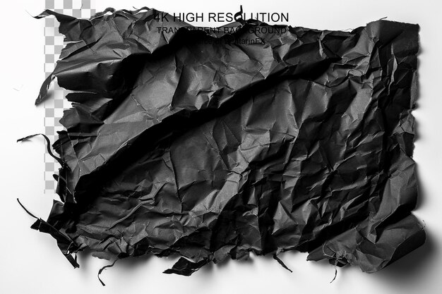PSD fondo de papel negro arrugado sobre fondo transparente