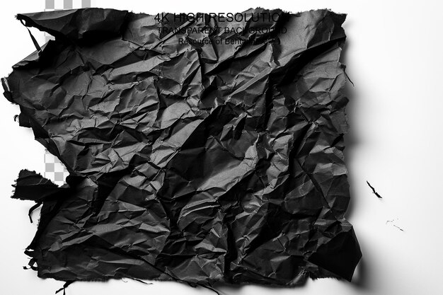 PSD fondo de papel negro arrugado sobre fondo transparente