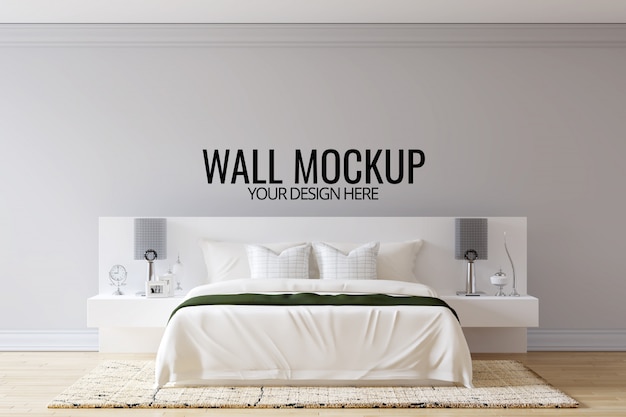 Fondo de pared de dormitorio interior Mock Up