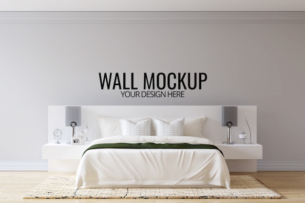 Fondo de pared de dormitorio interior Mock Up