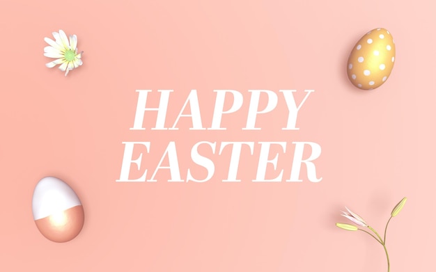 Fondo de Pascua con huevos y flores de primavera