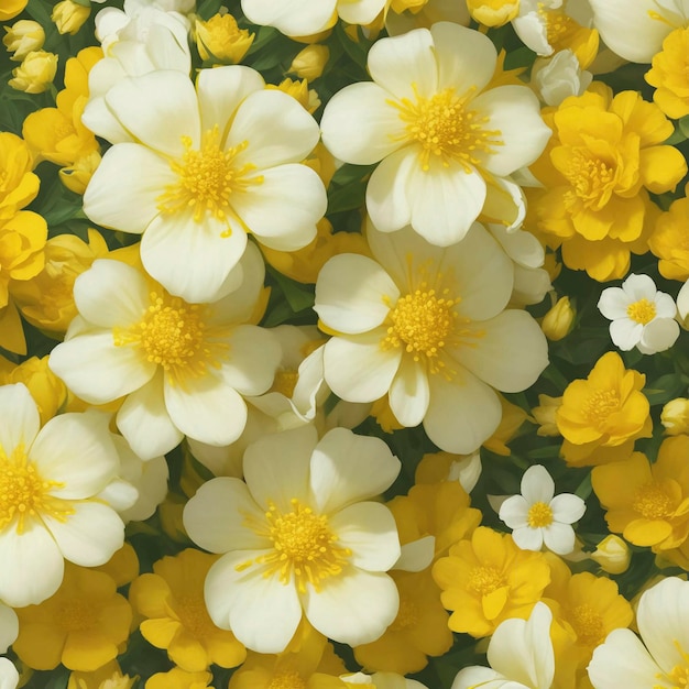 PSD un fondo de patrón de flor amarillo con flores blancas