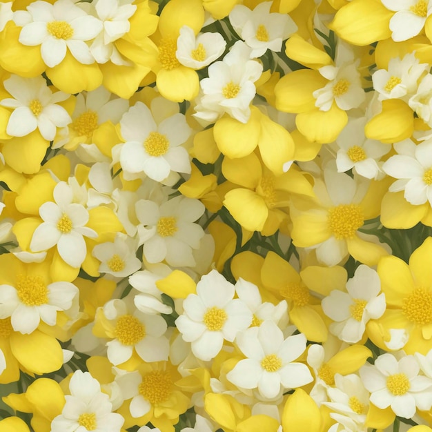 PSD un fondo de patrón de flor amarillo con flores blancas