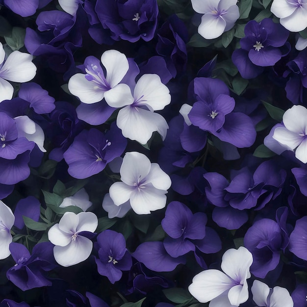 PSD un fondo de patrón de flor violeta con flores blancas