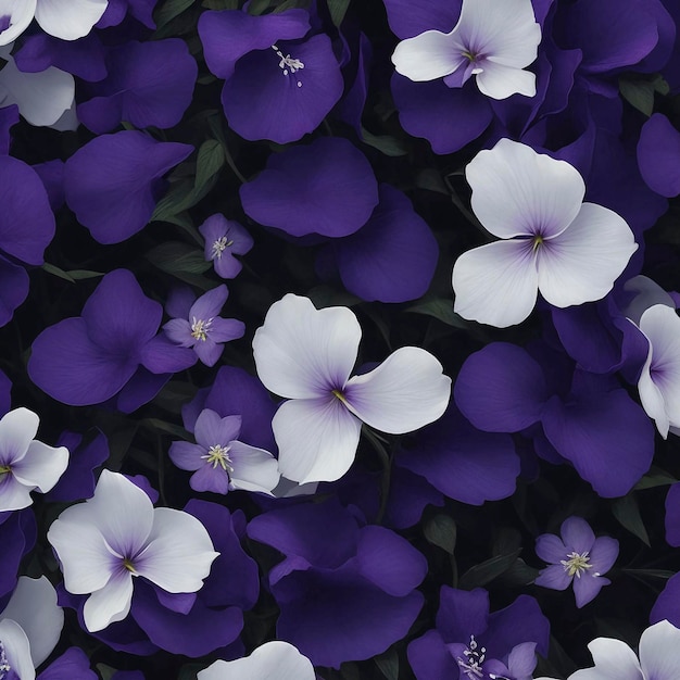 PSD un fondo de patrón de flor violeta con flores blancas