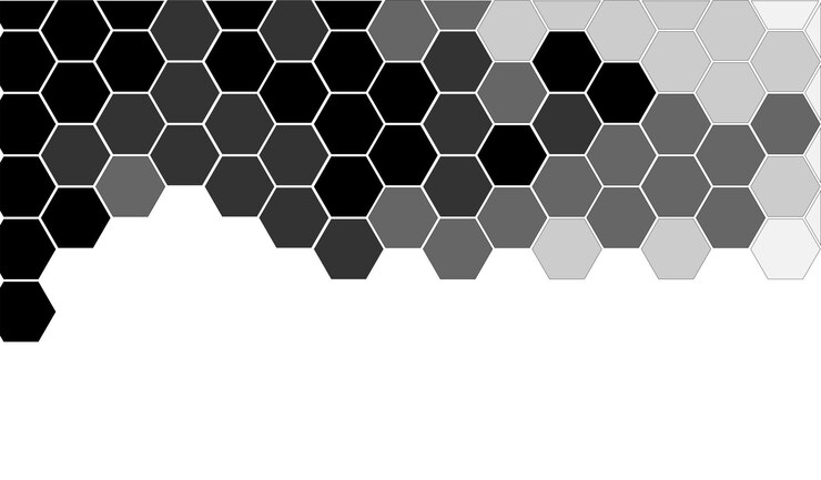 PSD fondo de patrón hexagonal en escala de grises con efecto de gradiente