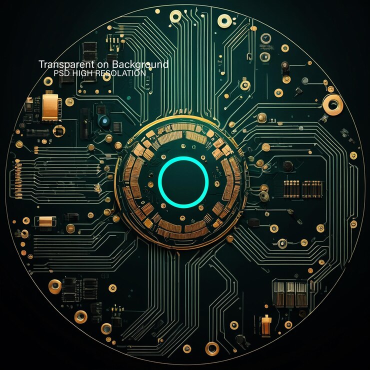 PSD fondo con una placa de circuitos impresos el concepto de tecnologías modernas en un fondo transparente