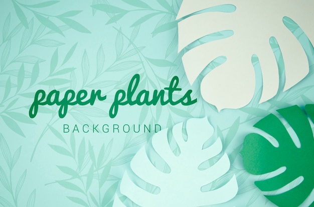 PSD fondo de plantas de papel con hojas de monstera