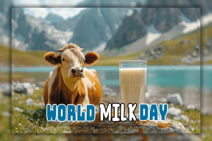PSD fondo de plantilla realista para el día mundial de la leche