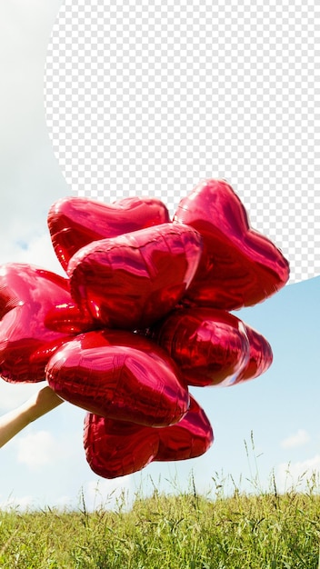 Fondo de png de globos de corazón