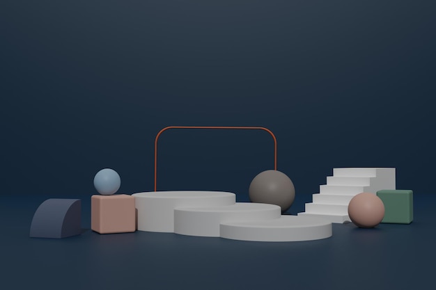 Fondo de podio de render 3d vacío con forma geométrica