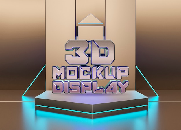Fondo de podio de tecnología de neón tridimensional