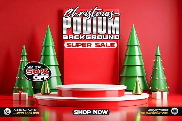 Fondo del podio de venta de productos de Navidad para el marketing