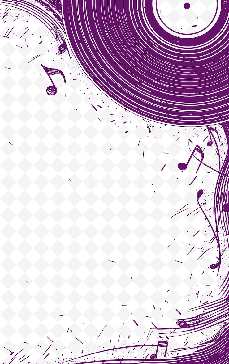 PSD un fondo púrpura con notas musicales y un fondo pórpura