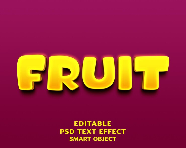 PSD un fondo púrpura con las palabras fruta y texto en amarillo