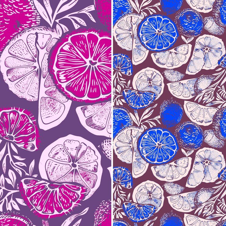 PSD un fondo púrpura y rosa con naranjas y un diseño rosa y azul