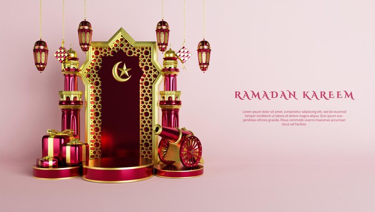 Fondo de ramadan kareem con elementos islámicos 3d realistas