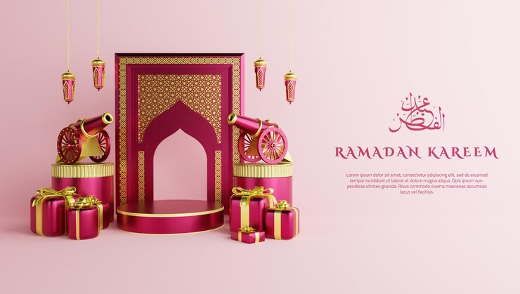 Fondo de ramadan kareem psd con elementos islámicos 3d realistas