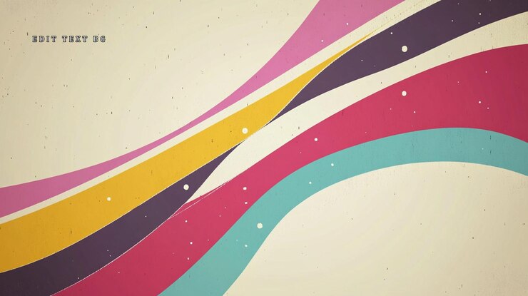 PSD fondo retro abstracto con rayas onduladas de colores en textura beige