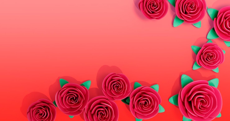 PSD un fondo rojo con un ramo de rosas en él
