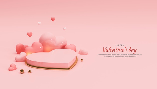 Fondo rosa del podio di San Valentino con i focolari