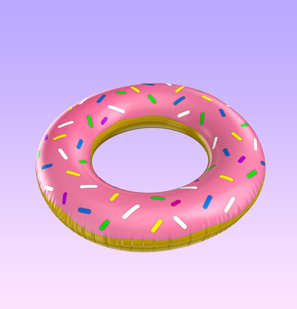 Un fondo rosa y morado con una dona en el medio.