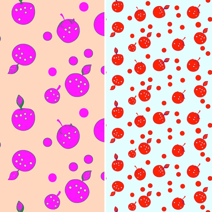 PSD un fondo rosa y púrpura con diferentes frutas