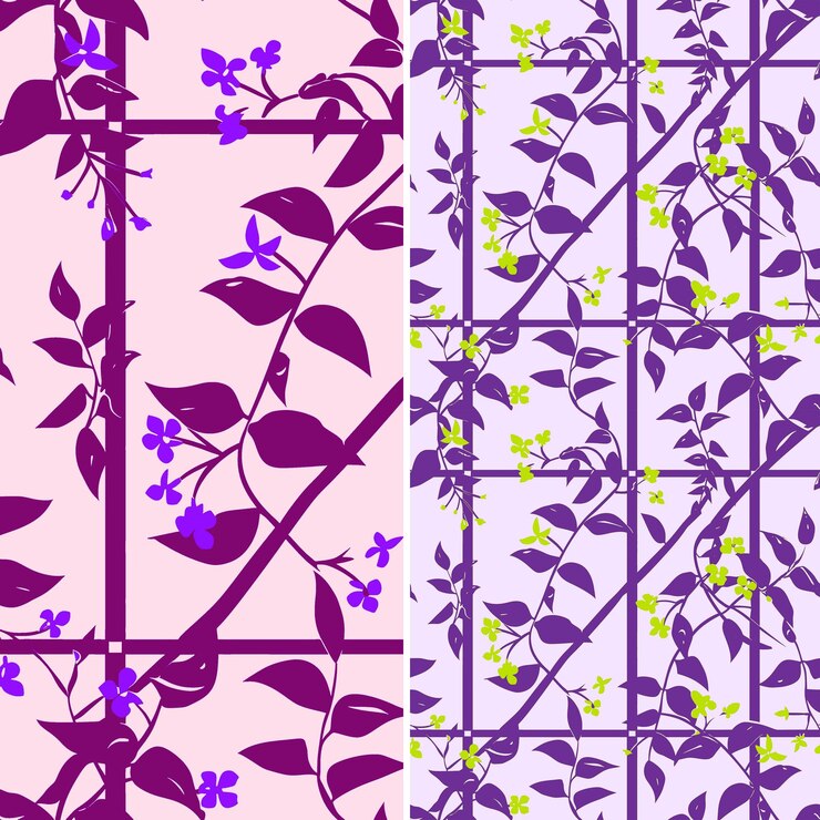 PSD un fondo rosa y púrpura con flores y mariposas púrpuras