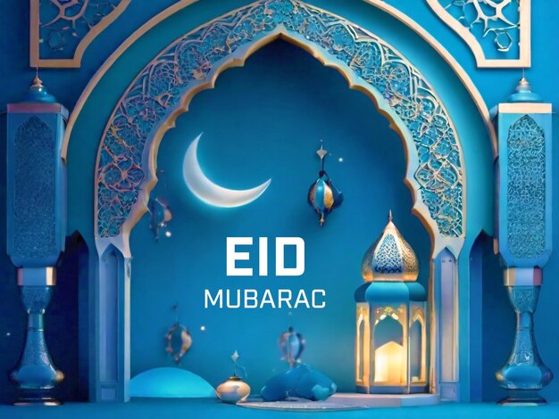 Fondo de saludos islámicos realistas de eid mubarak