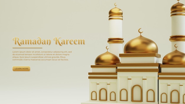 PSD fondo de saludos de ramadán kareem con mezquita decorativa realista 3d islámico