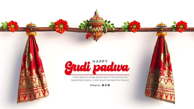 Fondo de la tarjeta de felicitación del festival cultural de Gudi Padwa