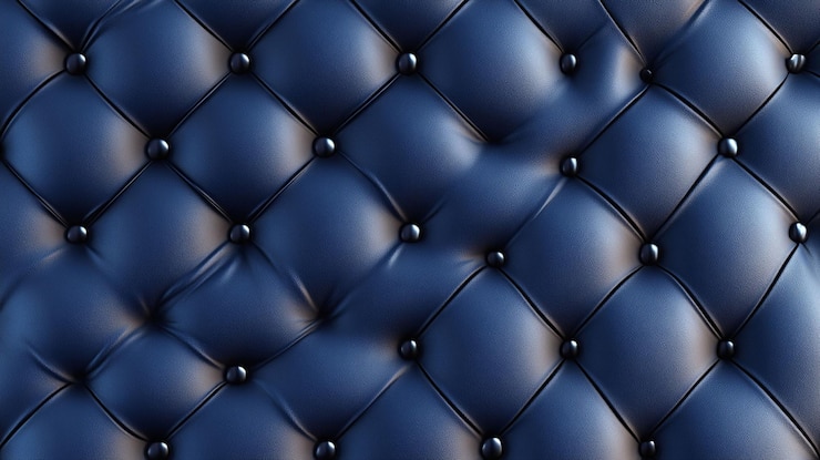 PSD fondo de textura de cuero azul profundo y tuftado