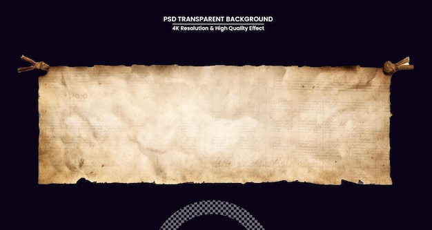 Fondo de textura de papel de pergamino antiguo Papel tapiz vintage de banner horizontal Aislado en blanco