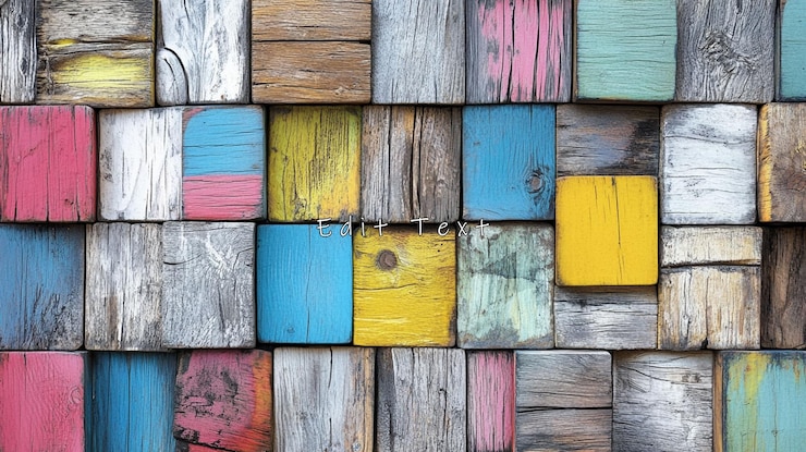 PSD fondo de textura de pared de bloques de madera de colores