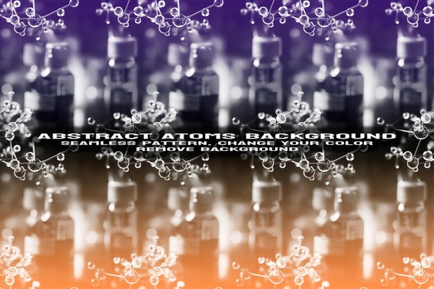 Fondo texturizado abstracto con formato PSD de patrón de átomo y molécula editable