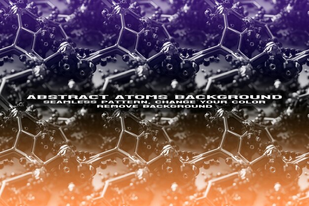 Fondo texturizado abstracto con formato psd de patrón de átomo y molécula editable