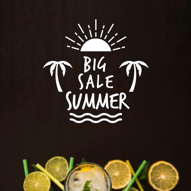 PSD fondo con tipografía de verano con fruta