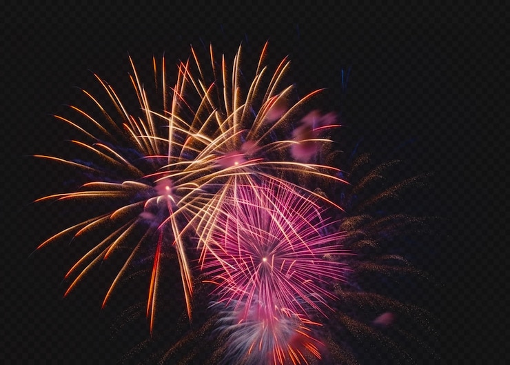 PSD fondo de transparencia aislado de fuegos artificiales