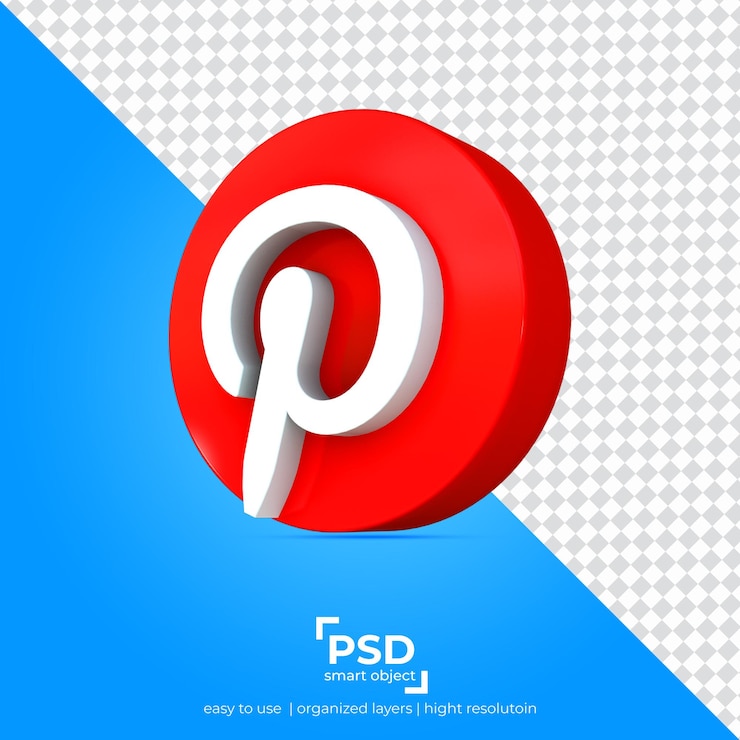 PSD fondo de transparencia de aplicación de vista derecha de pinterest y objetos flotantes