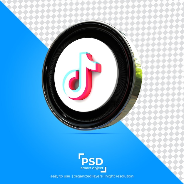 Fondo de transparencia de aplicación de vista derecha de TikTok y contorno de metal