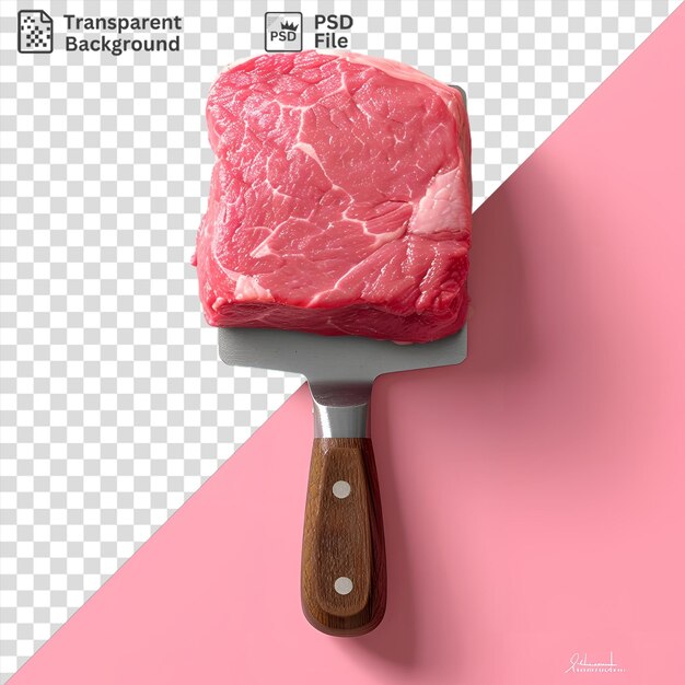 PSD fondo transparente con ablandador de carne aislado sobre un fondo rosado