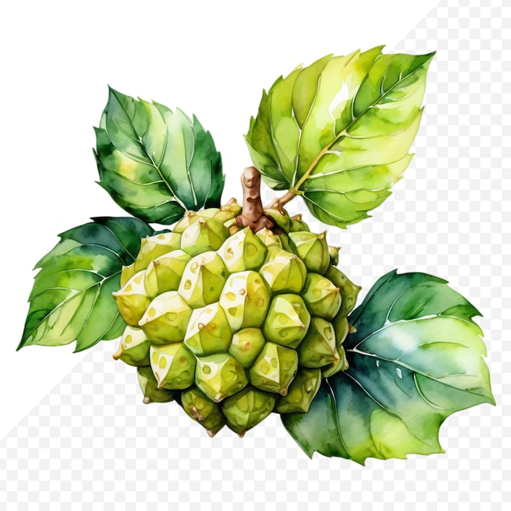 PSD un fondo transparente con una acuarela de frutas de noni