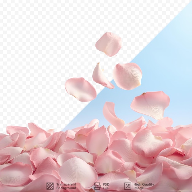 Fondo transparente adornado con pétalos de rosa