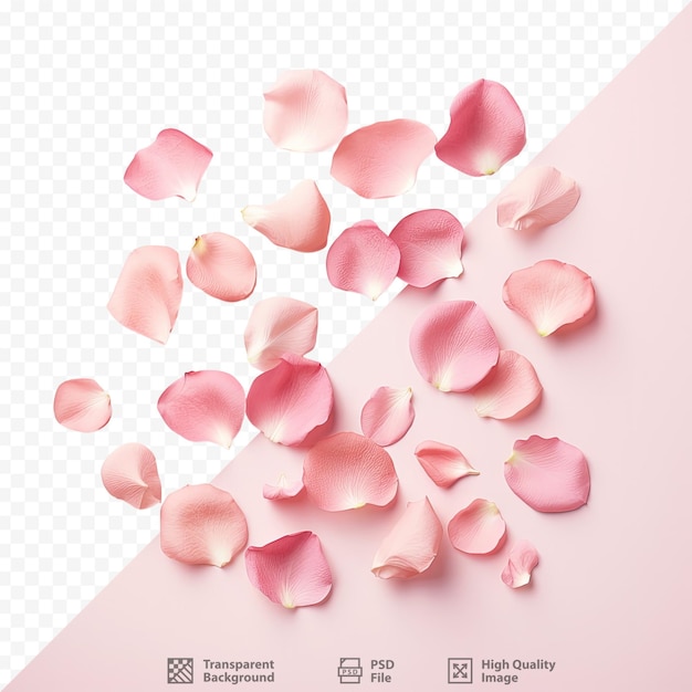PSD fondo transparente adornado con pétalos de rosa