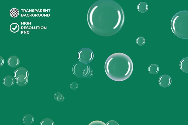 Fondo transparente aislado con burbujas claras en Png