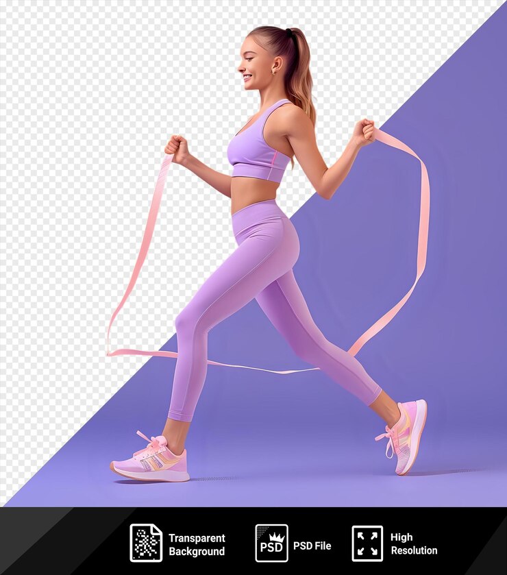PSD fondo transparente con aislado chica deportiva con una banda elástica de fitness png