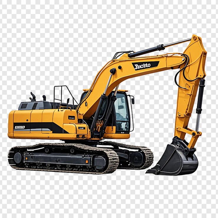 PSD fondo transparente aislado de la excavadora de vía