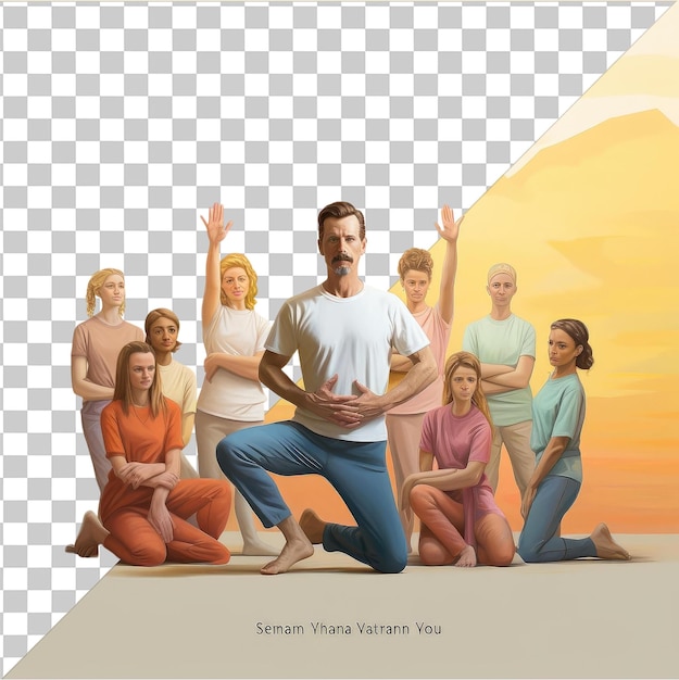 PSD fondo transparente con aislado fotográfico realista instructor de yoga _ s clase de yoga el arte del yoga